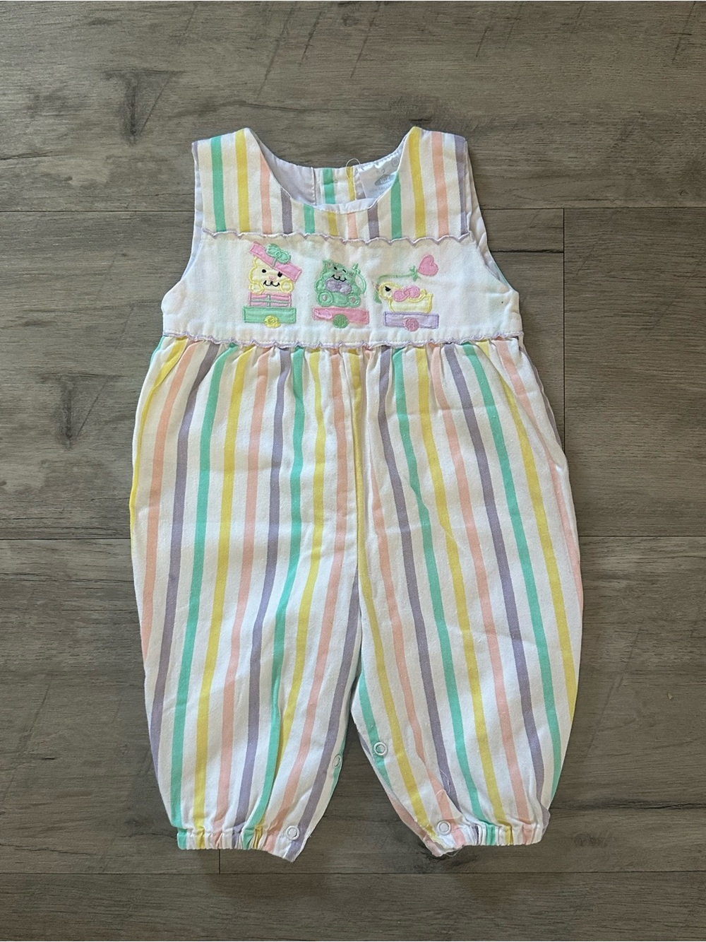 Vtg 90s ICZ colourful striped romper 18M